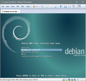 Figura 2: Pantalla de inicio de la Instalación: Seleccionaremos "Graphical Install"