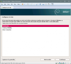 Figura 12: Configurar el reloj: Seleccionar la zona horaria