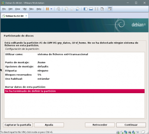 Figura 56: Terminamos de definir la partición de "/home"