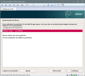 Figura 58: en este punto seleccionamos el apartado "Utilizar como" para configurar el "sistema de ficheros" de la partición "/var"