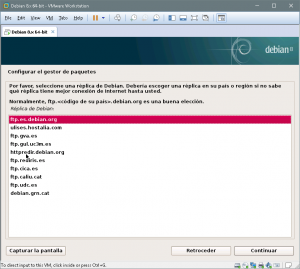 Figura 67: Seleccionamos la réplica de Debian.