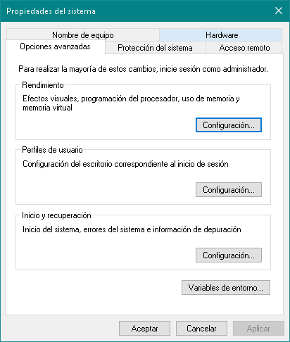 Configuracion avanzada del sistema
