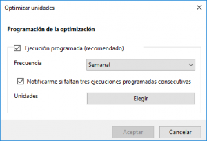 Deshabilitar la programacion de la defragmentación.