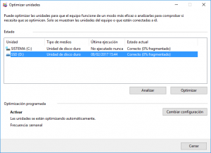 Herramienta defragmentación programacion.