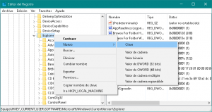 Añadir clave nueva el Registro de Windows