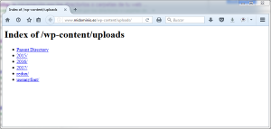 Índice del directorio uploads de WordPress
