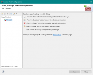 Eclipse: Administrador de external_tool configuration programs