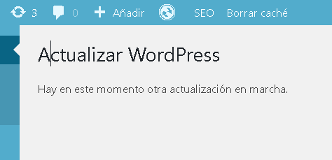 Actualizar WordPress - error: Hay en este momento otra actualización en marcha