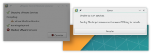 error vmware: unable to start services