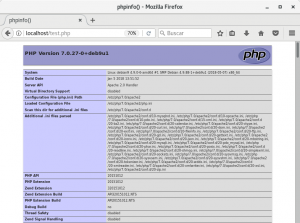Página de prueba de PHP en Apache 2
