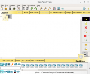Pantalla de inicio de Packet Tracer