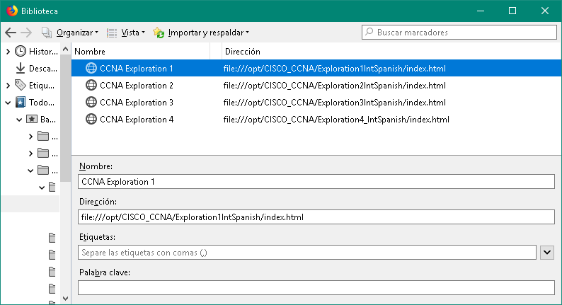 Marcadores de CCNA Exploration para Firefox