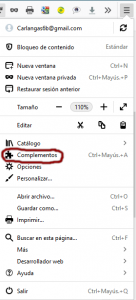 Menu principal de Firefox