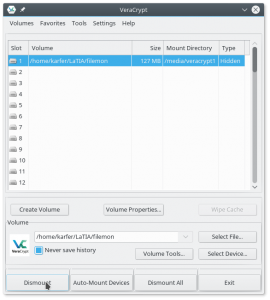 VeraCrypt: Desmontando el Contenedor