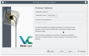 VeraCrypt: Opciones de Formateo