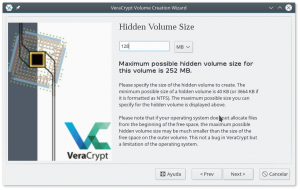 VeraCrypt: Tamaño del Volumen Oculto