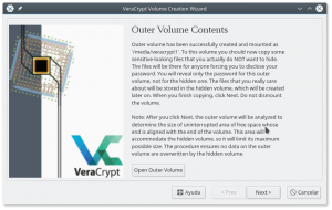 VeraCrypt: El Volumen Exterior se ha creado satisfactoriamente