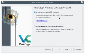 VeraCrypt: Asistente para la creación de volúmenes