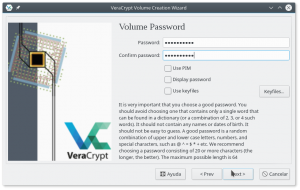 VeraCrypt: Establecer la contraseña del Volumen