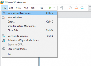 Figura 1: Desde la opción del menú "File", seleccionamos la opción "New Virtual Machine..."