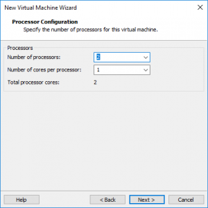 Figura 6: Configuración del procesador. Comenzamos con 2 cores.