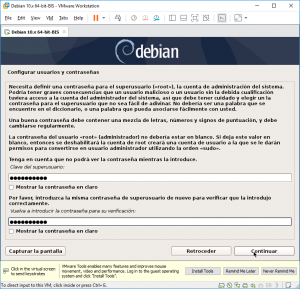 Figura 26: Configurar usuarios y contraseñas: Asignar una contraseña para el "root"