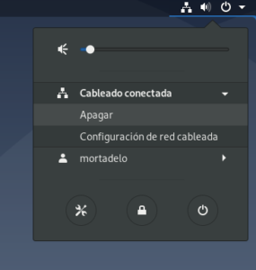 Configurar entorno de red: Configuración de red GNOME: Bandeja del sistema