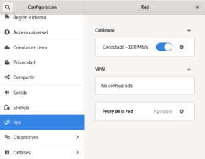 Configurar entorno de red: configuración de red GNOME: Preferencias del sistema