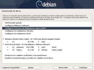 Instalar Debian: Figura 22: Configurar LVM.