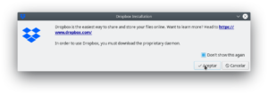 Dropbox: indica que antes de usar Dropbox deberemos descargar el demonio propietario.