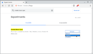 Habilitar flag Brave Sync