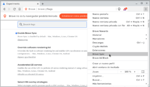 Brave Sync como opción en el menú