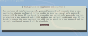 Ejecutando cryptsetup-nuke-password por segunda vez y sucesivas.
