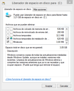 Liberador de espacio en disco: Archivos que se pueden eliminar