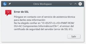 Citrix Workspace: Error de SSL 61