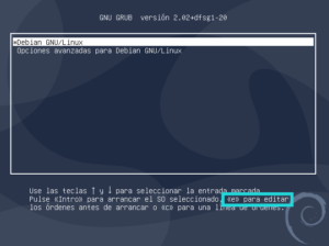 GRUB: Selección del sistema. Contraseña de root