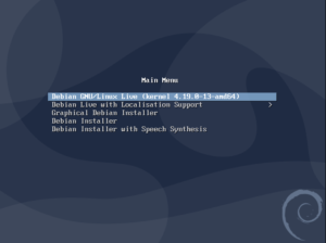 Sistema de archivos en modo solo lectura (read-only file system)-Seleccionar la opción LiveCD por defecto en Debian