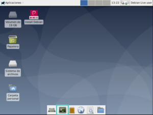 Sistema de archivos en modo solo lectura (read-only file system)-Abrir una terminal desde el LiveCD