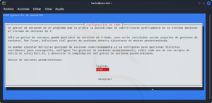 APT: Seleccionar gestor de sesiones. KDE Plasma en Kali